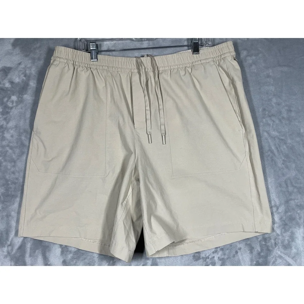 Lululemon Lab Utilitech Shorts Mens XXL Beige Tan Drawstring LM7BDES